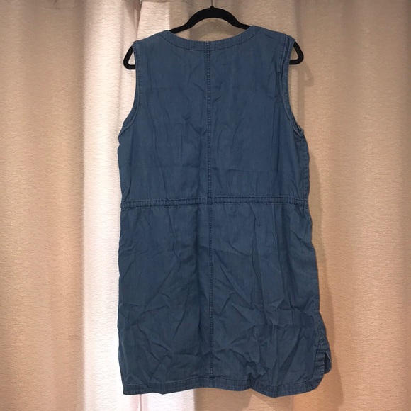 J. Crew Button Up Denim Tie Waist Dress (L) - Picture 5 of 5